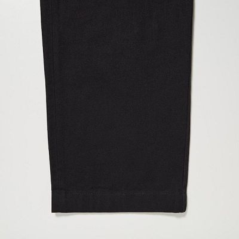 Pantalon Uniqlo Denim Wide-Fit Pleated Femme Noir | 7782380
