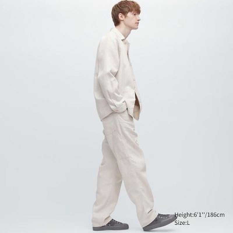 Pantalon Uniqlo Denim Work Femme Blanche | 4444434