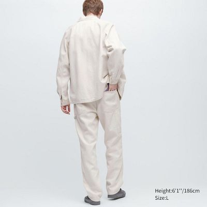 Pantalon Uniqlo Denim Work Femme Blanche | 4444434