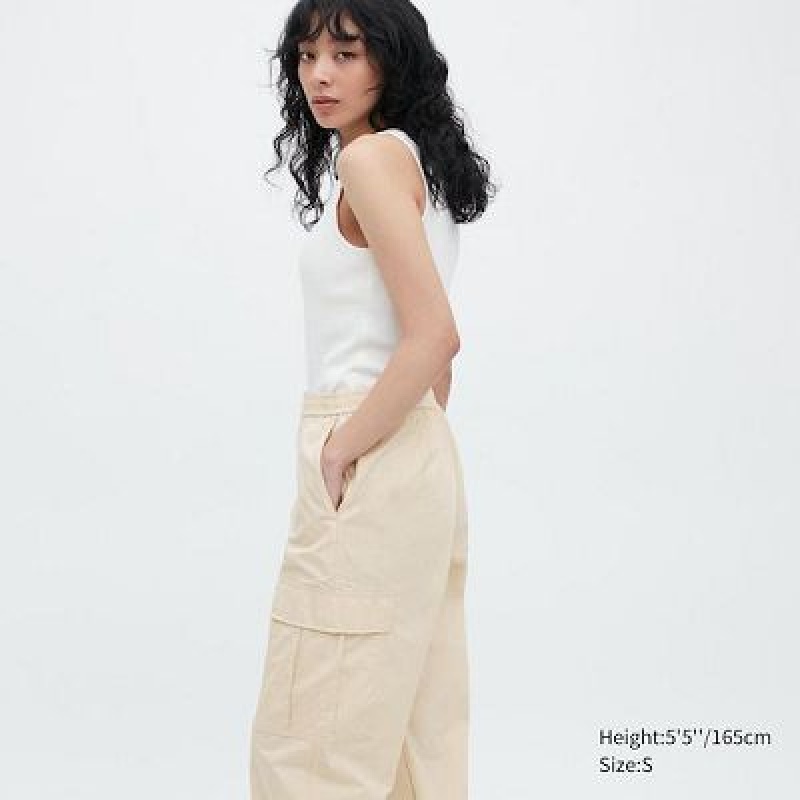 Pantalon Uniqlo Easy Cargo Femme Beige | 9372450