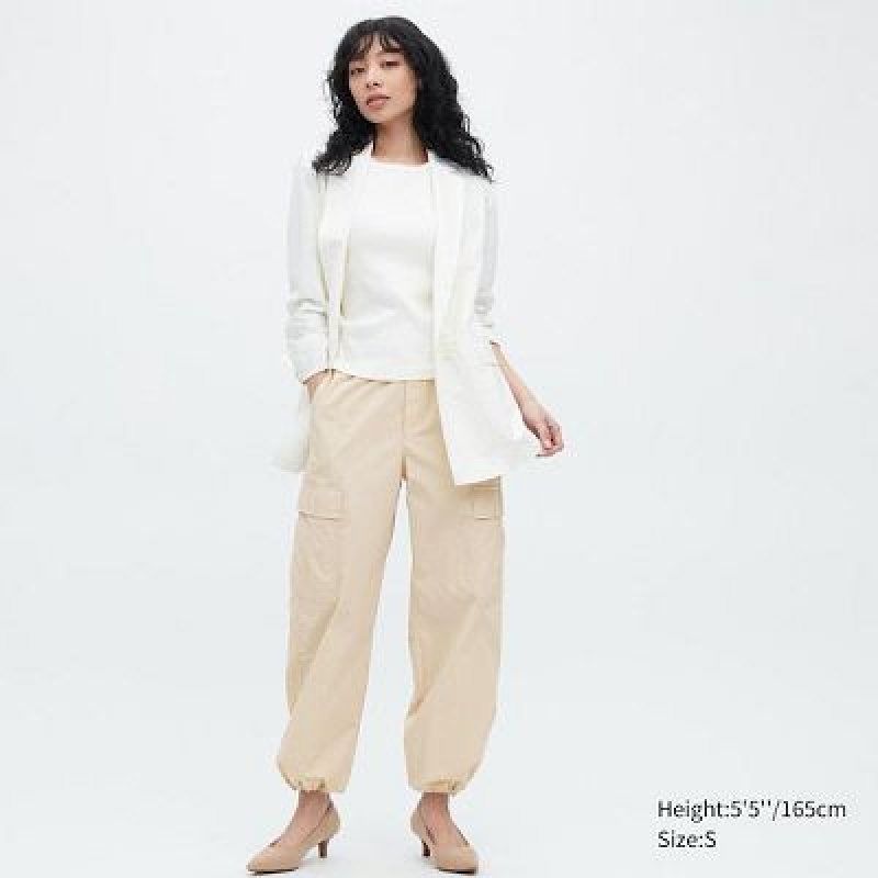 Pantalon Uniqlo Easy Cargo Femme Blanche | 4429780