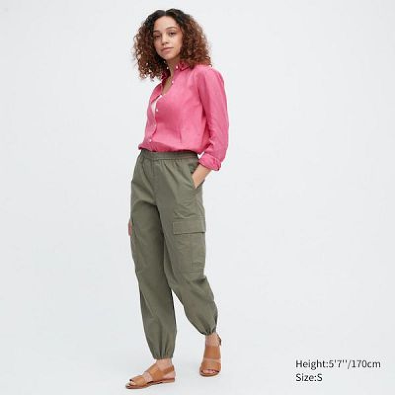 Pantalon Uniqlo Easy Cargo Femme Vert Olive | 6339990