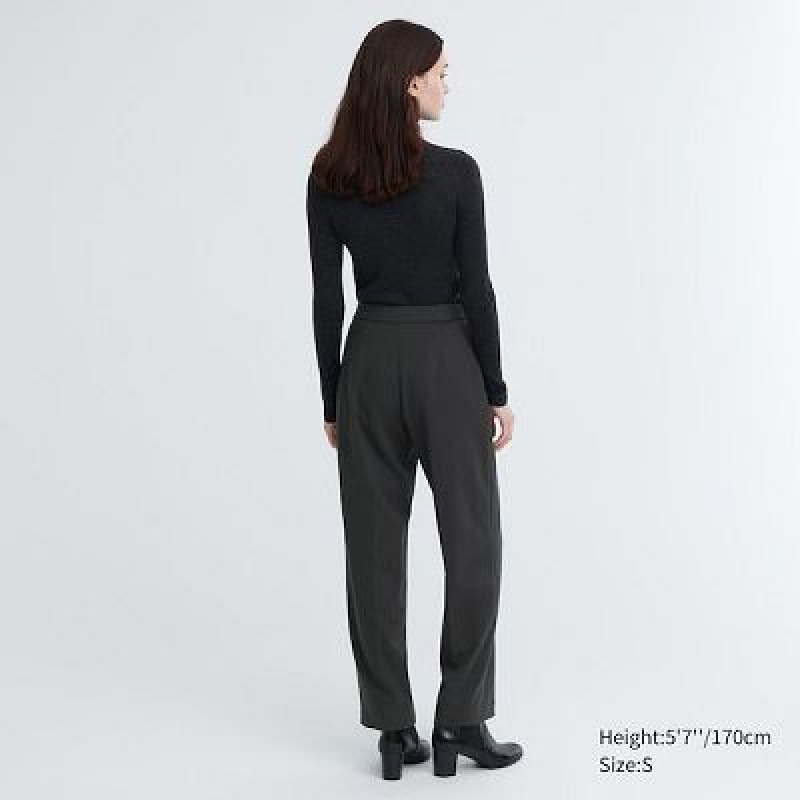Pantalon Uniqlo Easy Wide Straight Femme Noir | 8659372