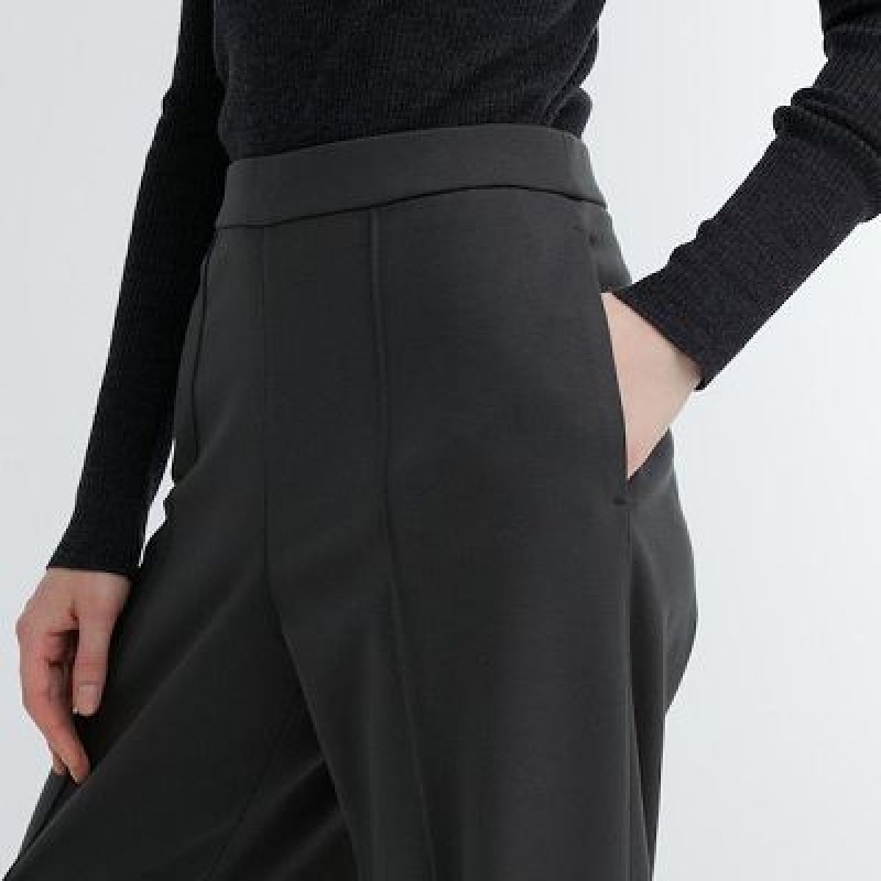 Pantalon Uniqlo Easy Wide Straight Femme Noir | 8659372