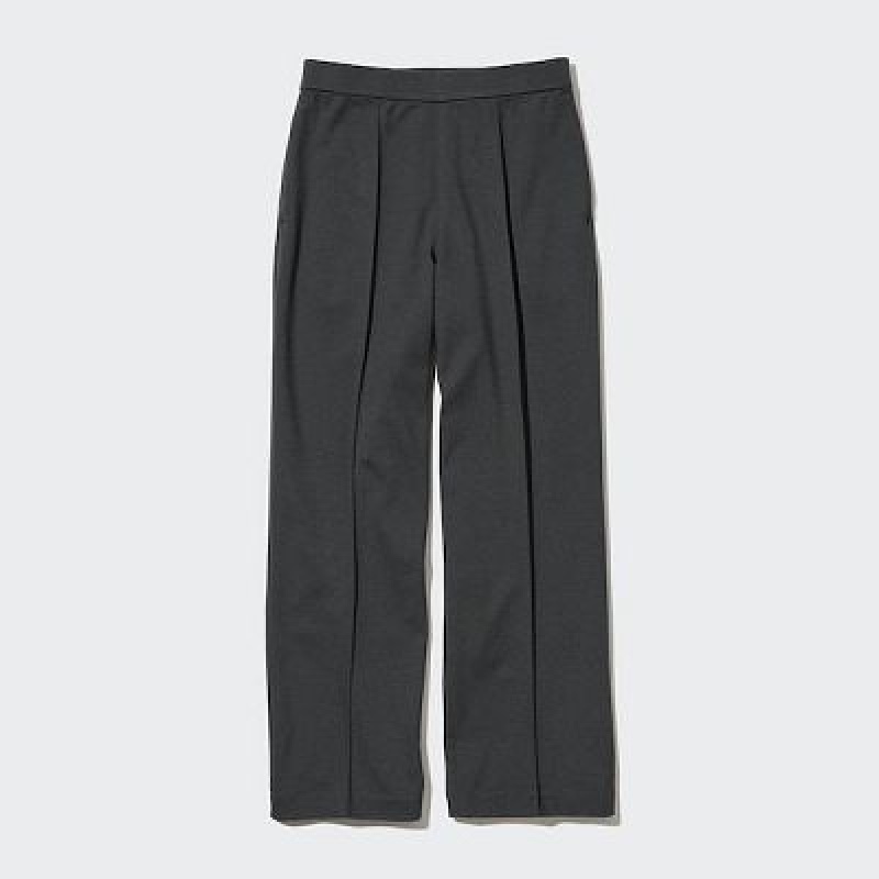 Pantalon Uniqlo Easy Wide Straight Femme Noir | 8659372