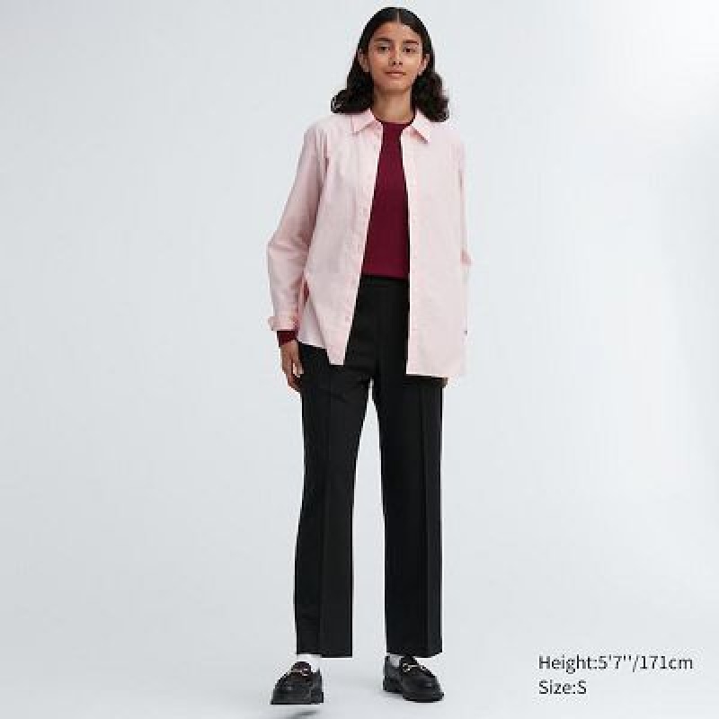 Pantalon Uniqlo Easy Wide Straight Femme Noir | 8659372