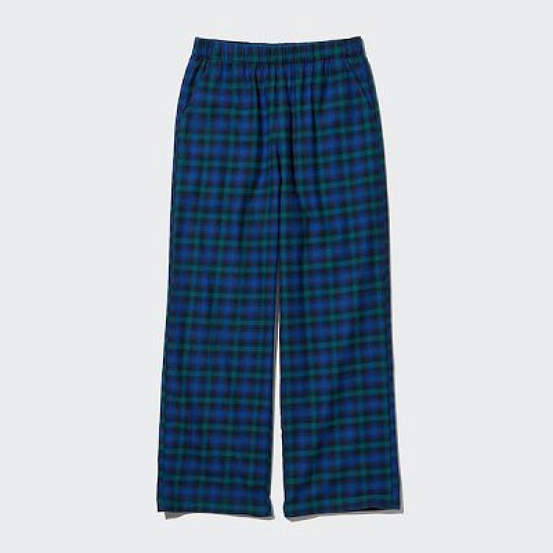 Pantalon Uniqlo Flannel Checked Femme Bleu | 3980534