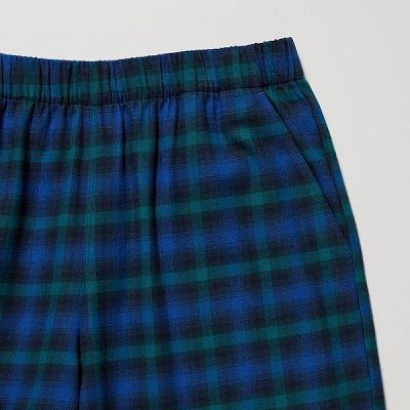 Pantalon Uniqlo Flannel Checked Femme Bleu | 3980534