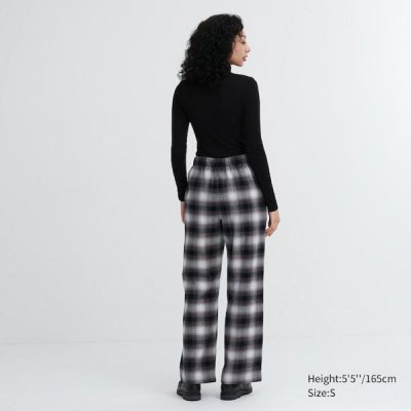 Pantalon Uniqlo Flannel Checked Femme Grise | 5562