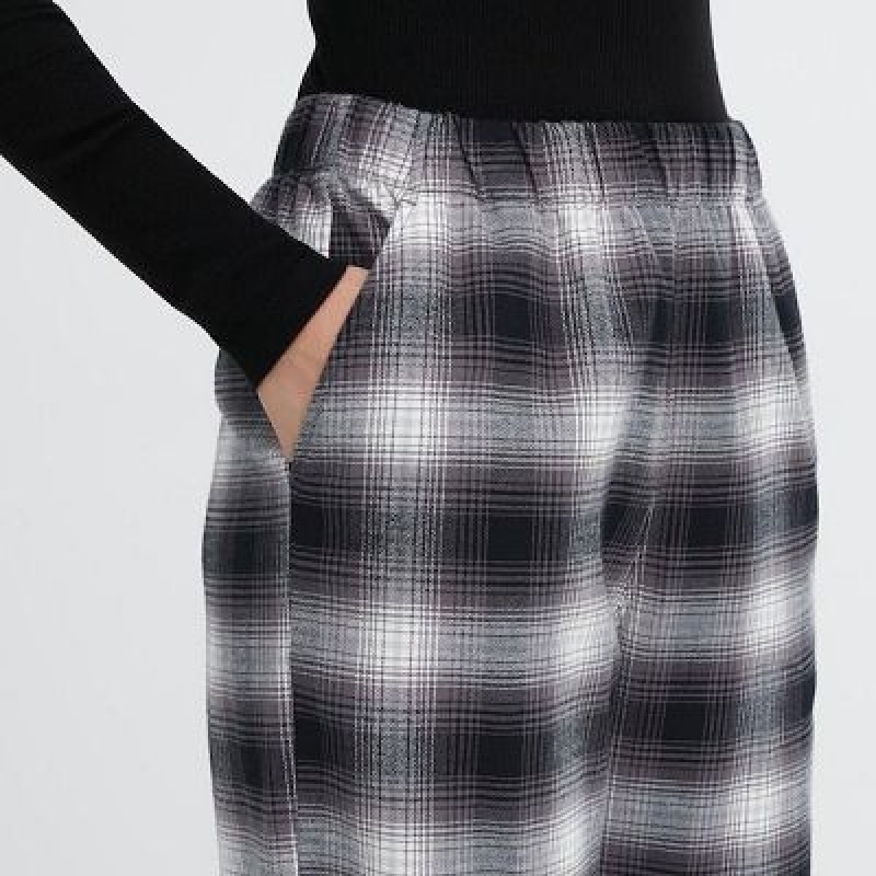 Pantalon Uniqlo Flannel Checked Femme Grise | 5562