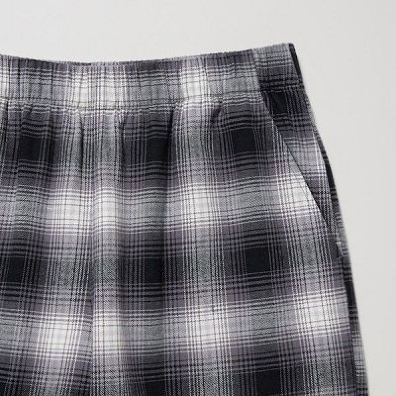 Pantalon Uniqlo Flannel Checked Femme Grise | 5562