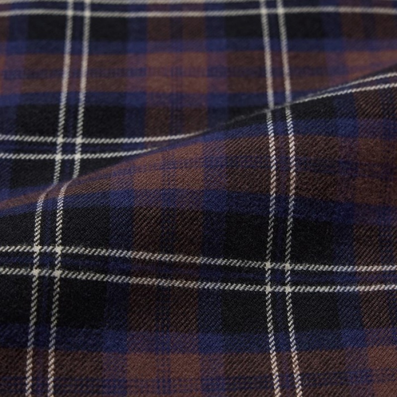Pantalon Uniqlo Flannel Checked Femme Marron | 6919645