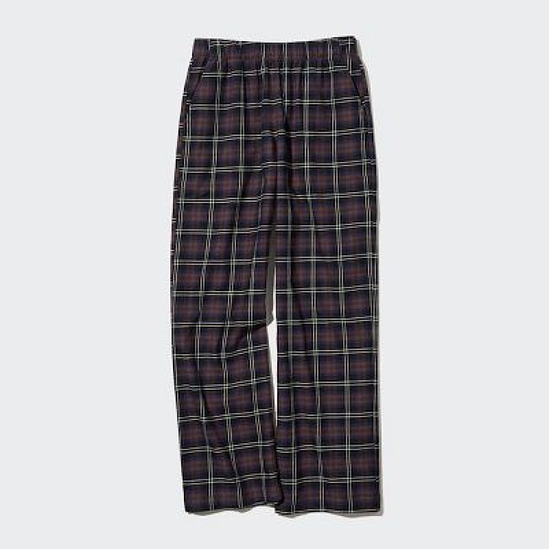 Pantalon Uniqlo Flannel Checked Femme Marron | 766449