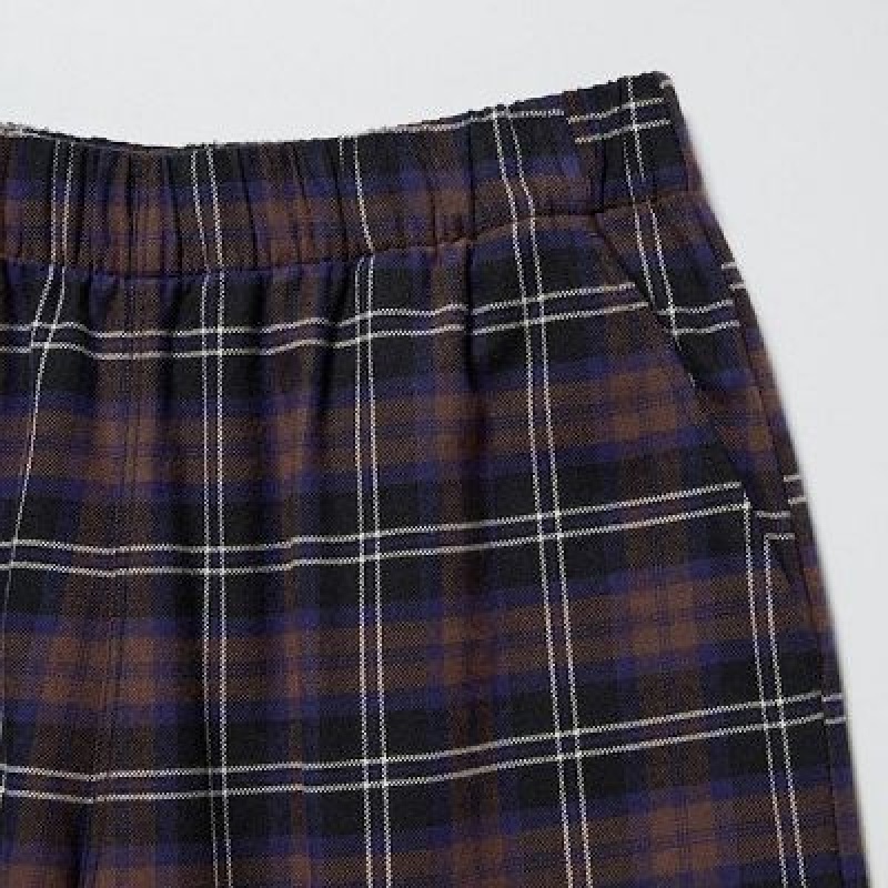 Pantalon Uniqlo Flannel Checked Femme Marron | 766449