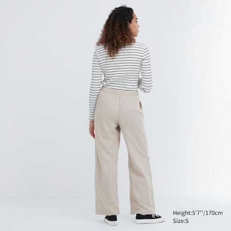 Pantalon Uniqlo Flannel Femme Beige | 9325176