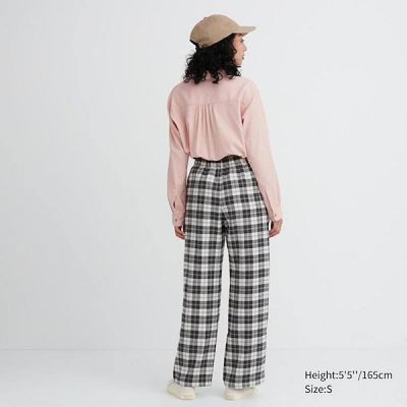 Pantalon Uniqlo Flannel Femme Noir | 4491195