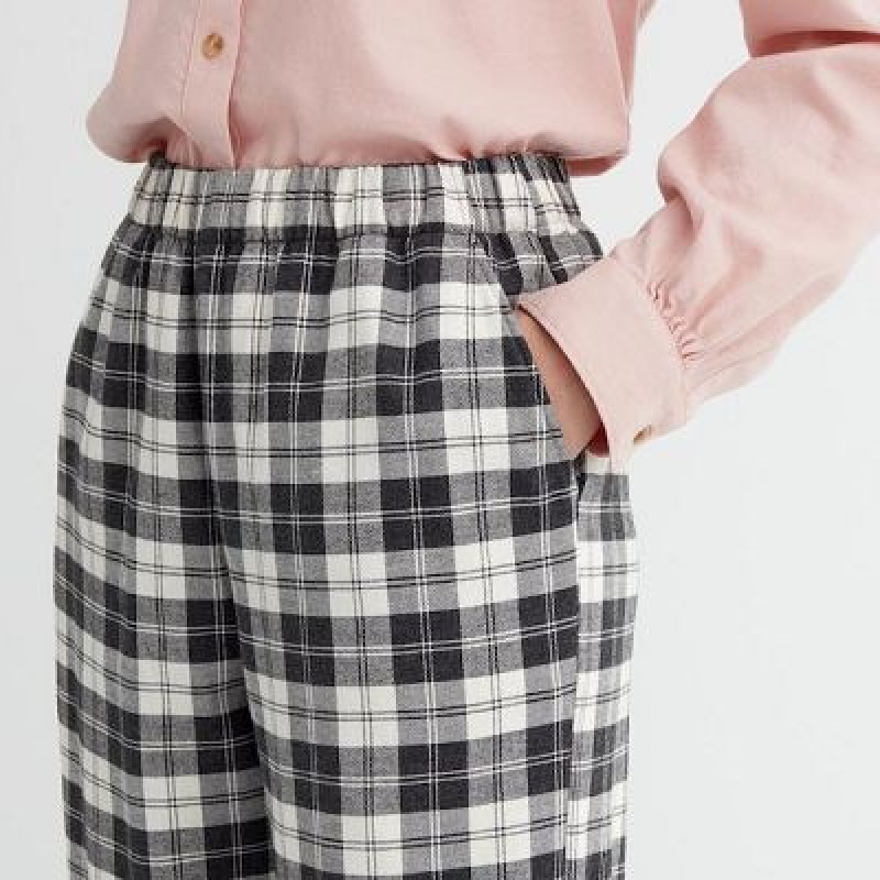 Pantalon Uniqlo Flannel Femme Noir | 4491195