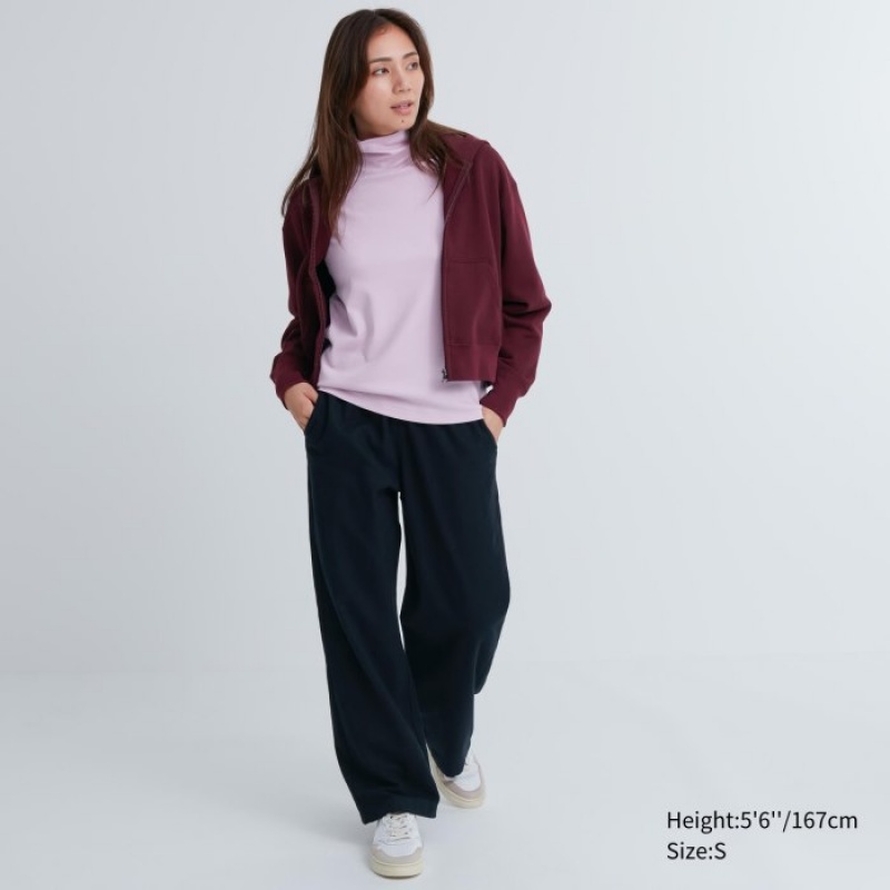 Pantalon Uniqlo Flannel Lounge Femme Noir | 8395170