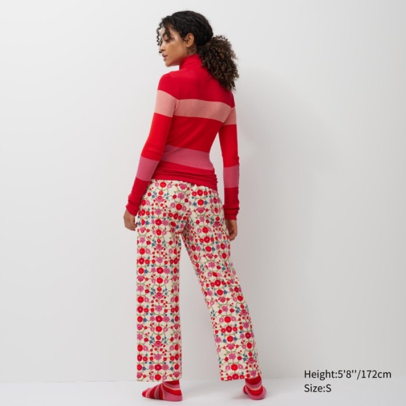Pantalon Uniqlo Flannel Lounge Femme Rouge | 3768021