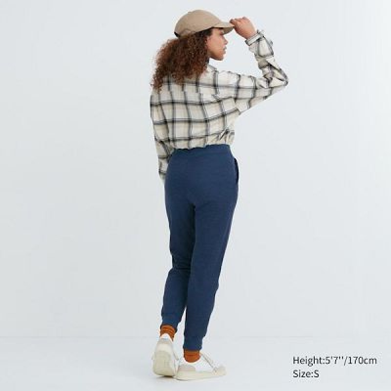 Pantalon Uniqlo HEATTECH Pile Lined Sweat Femme Bleu | 3372796