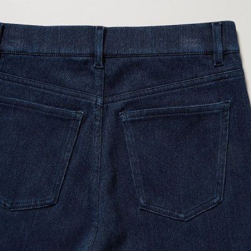 Pantalon Uniqlo HEATTECH Ultra Stretch High-Rise Denim Femme Bleu | 2102433