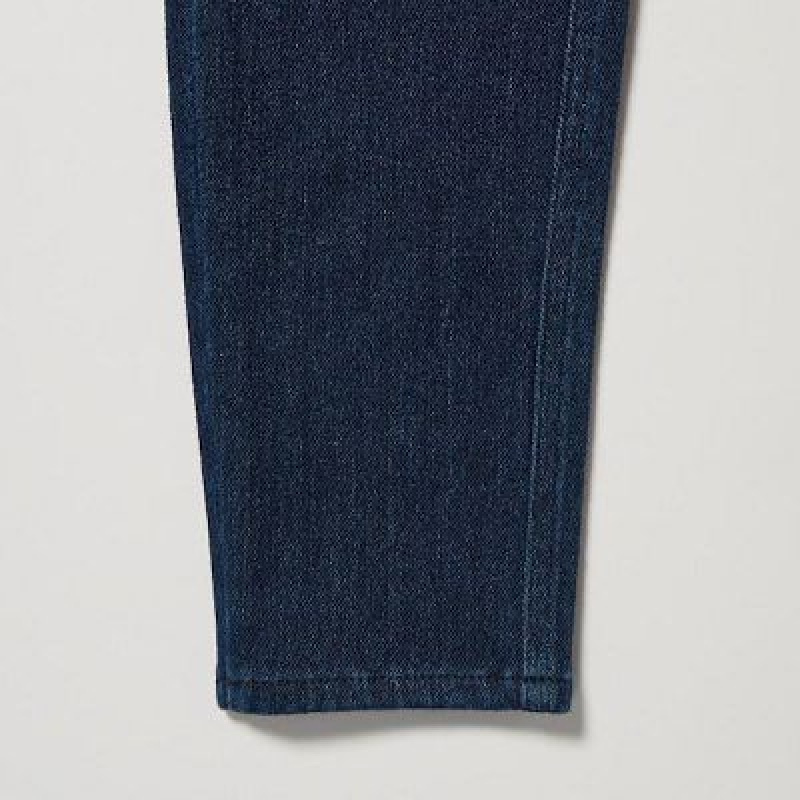 Pantalon Uniqlo HEATTECH Ultra Stretch High-Rise Denim Femme Bleu | 2102433