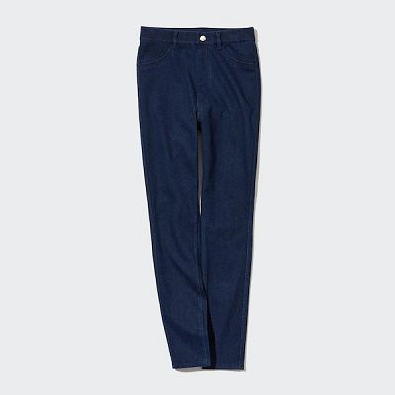 Pantalon Uniqlo HEATTECH Ultra Stretch High-Rise Denim Femme Bleu | 6153004