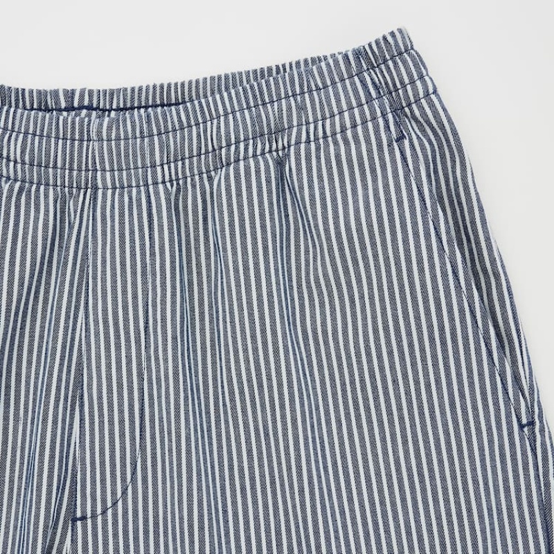 Pantalon Uniqlo Hickory Easy Relaxed Ankle Length Homme Bleu | 6278419