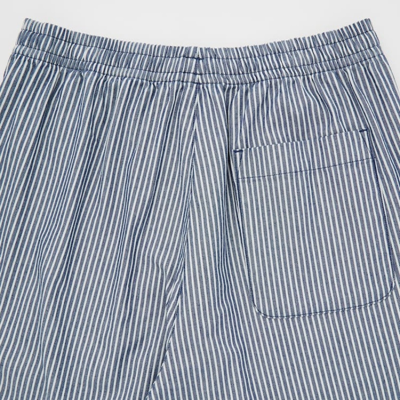 Pantalon Uniqlo Hickory Easy Relaxed Ankle Length Homme Bleu | 6278419