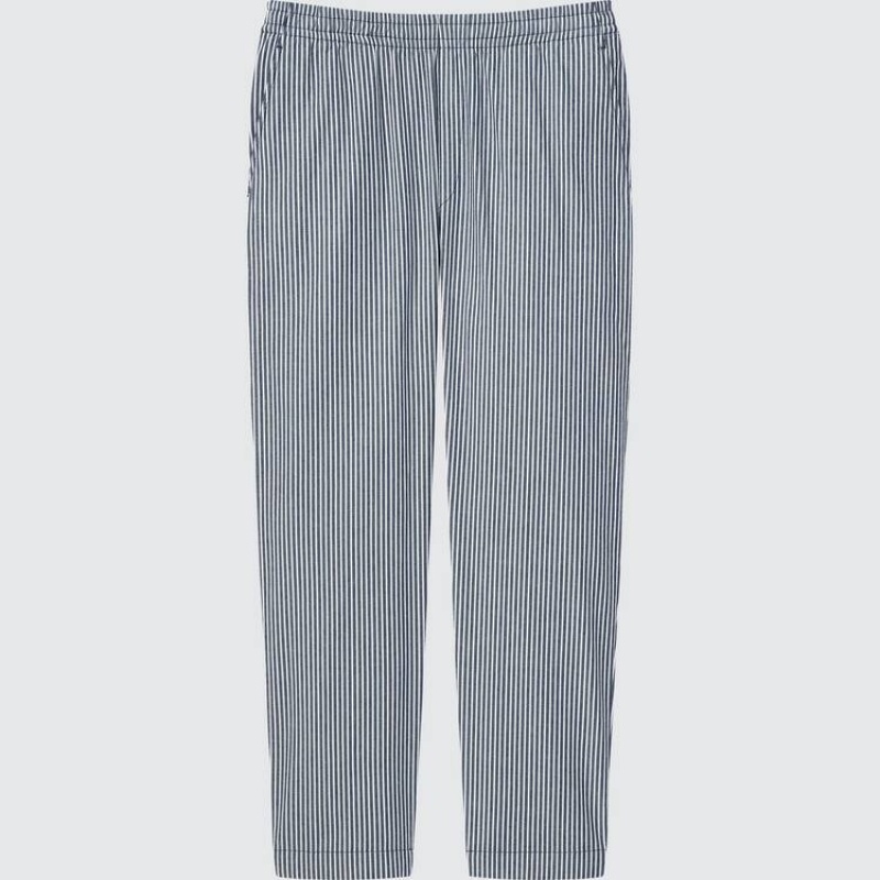 Pantalon Uniqlo Hickory Easy Relaxed Ankle Length Homme Bleu | 6278419