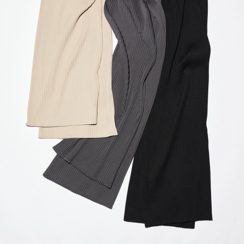 Pantalon Uniqlo Pleated Straight Femme Grise | 3351231