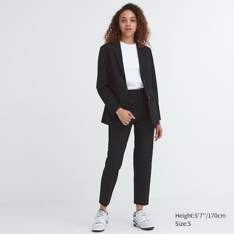 Pantalon Uniqlo Smart Ankle (2-Way Stretch) Femme Noir | 7117567