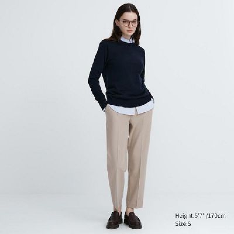 Pantalon Uniqlo Smart Ankle (2-Way Stretch) Femme Beige | 5593028