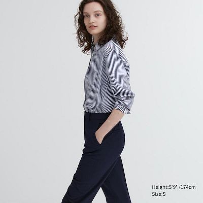 Pantalon Uniqlo Smart Ankle (2-Way Stretch, Tall) Femme Grise | 8570532