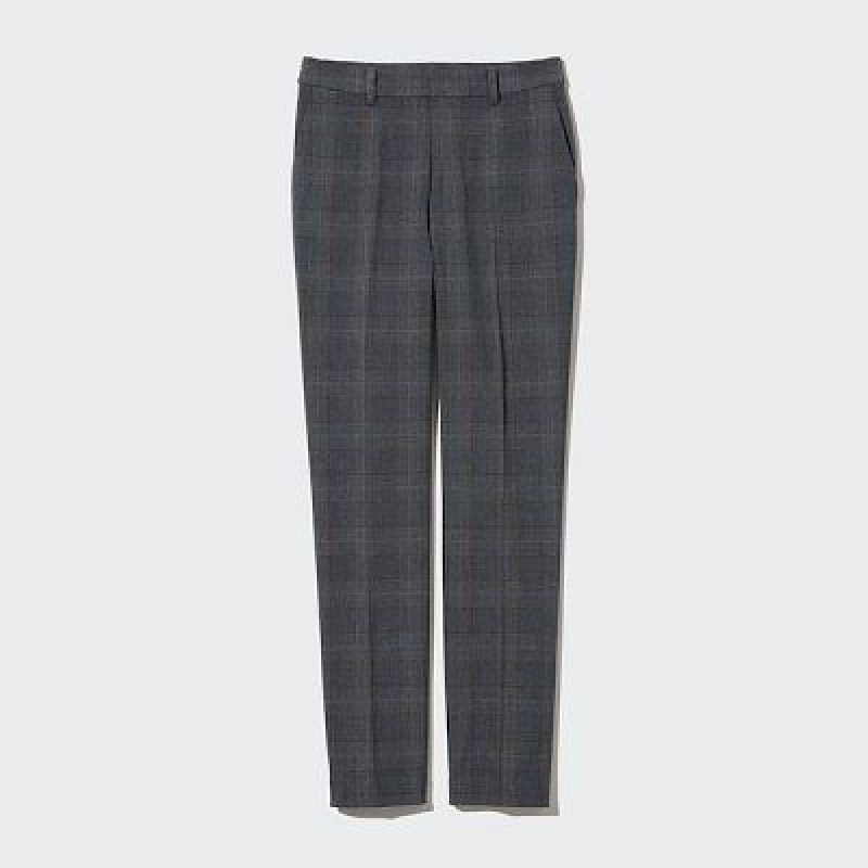 Pantalon Uniqlo Smart Ankle (2-Way Stretch Glen Check) Femme Grise | 2788496