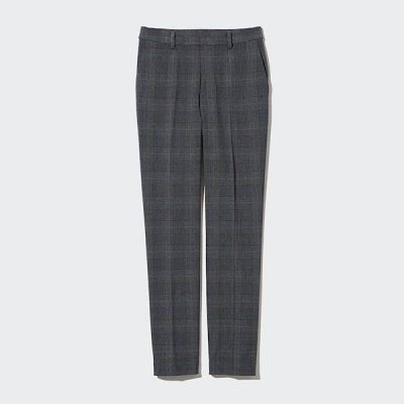 Pantalon Uniqlo Smart Ankle (2-Way Stretch Glen Check, Tall) Femme Grise | 4202956