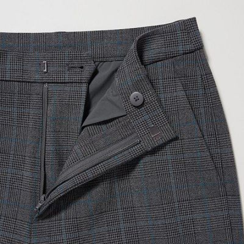 Pantalon Uniqlo Smart Ankle (2-Way Stretch Glen Check, Tall) Femme Grise | 4202956