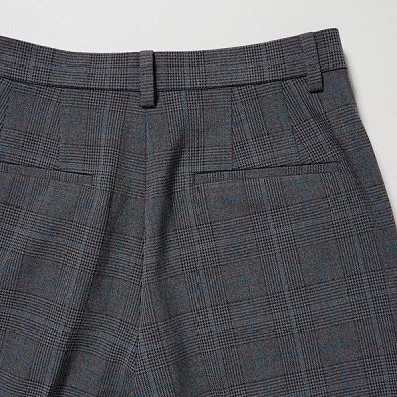 Pantalon Uniqlo Smart Ankle (2-Way Stretch Glen Check, Tall) Femme Grise | 4202956