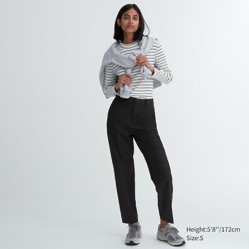 Pantalon Uniqlo Smart Ankle (2-Way Stretch, Tall) Femme Noir | 8098630