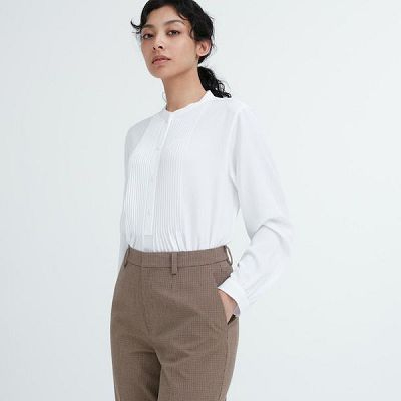 Pantalon Uniqlo Smart Ankle (2-Way Stretch Check) Femme Marron | 6975639