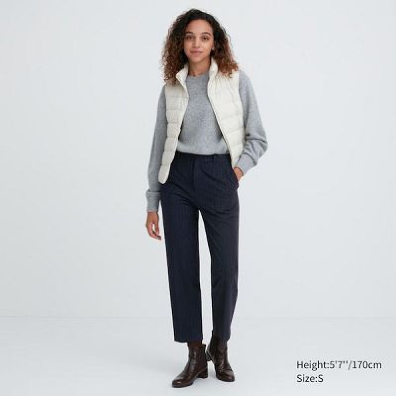 Pantalon Uniqlo Smart Brushed Ankle (Pinstripe) Femme Bleu Marine | 3758653