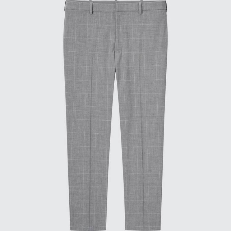 Pantalon Uniqlo Smart Comfort Glen Checked Ankle Length Homme Grise | 8446851