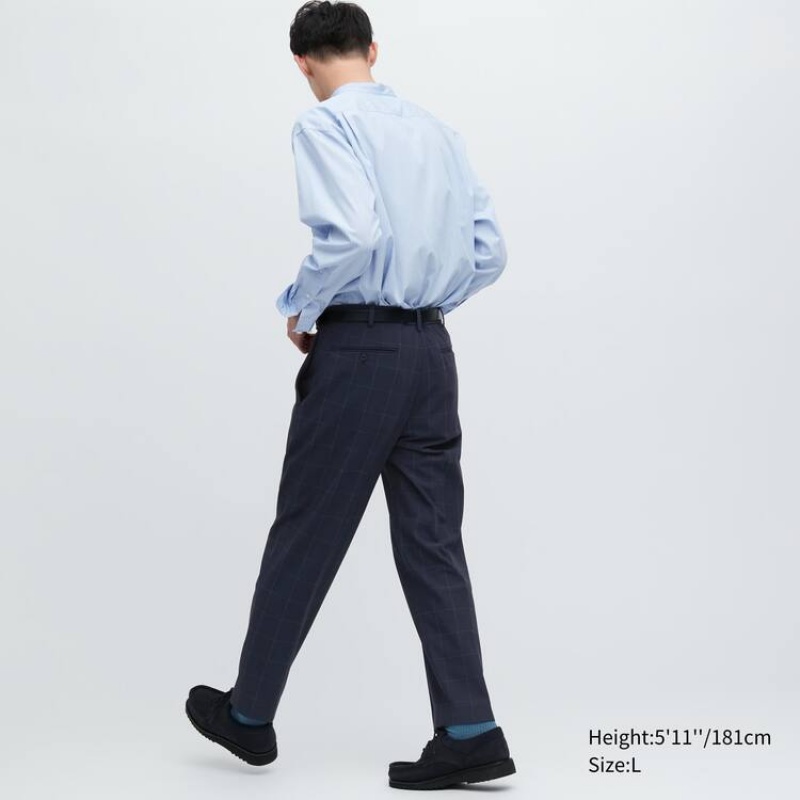 Pantalon Uniqlo Smart Patterned Ankle Length Homme Bleu Marine | 8705015