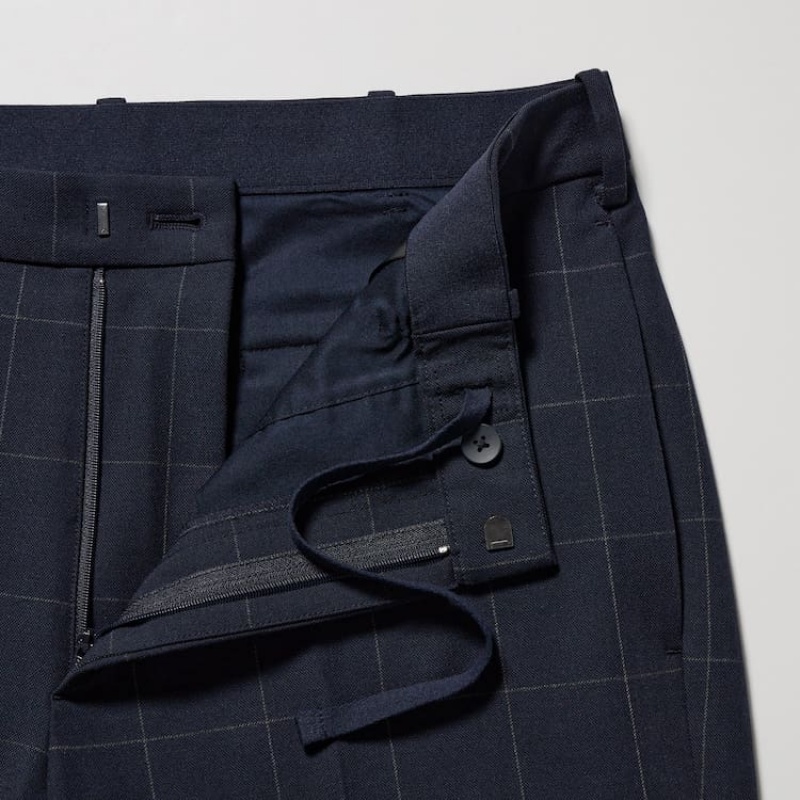 Pantalon Uniqlo Smart Patterned Ankle Length Homme Bleu Marine | 8705015