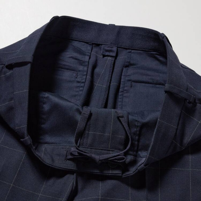 Pantalon Uniqlo Smart Patterned Ankle Length Homme Bleu Marine | 8705015