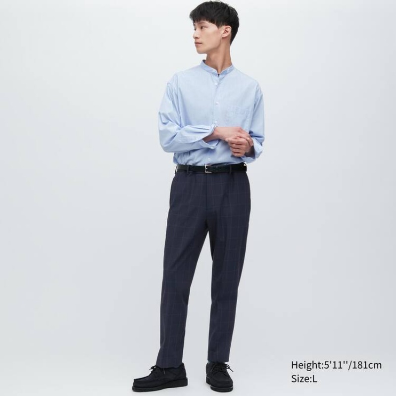 Pantalon Uniqlo Smart Patterned Ankle Length Homme Bleu Marine | 8705015