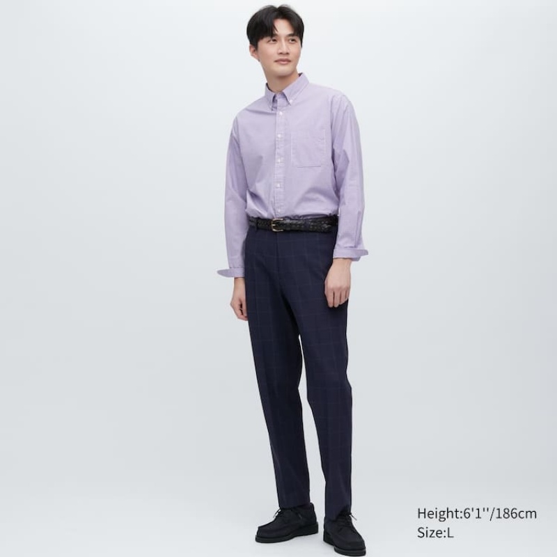 Pantalon Uniqlo Smart Patterned Ankle Length Homme Bleu Marine | 7116751