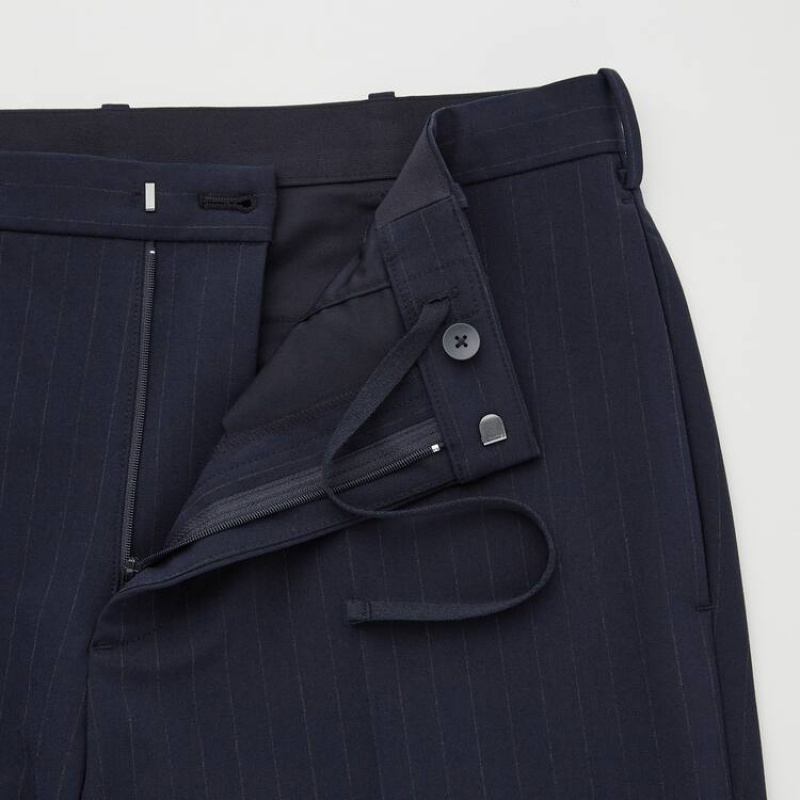 Pantalon Uniqlo Smart Striped Ankle Length Homme Bleu Marine | 7047343