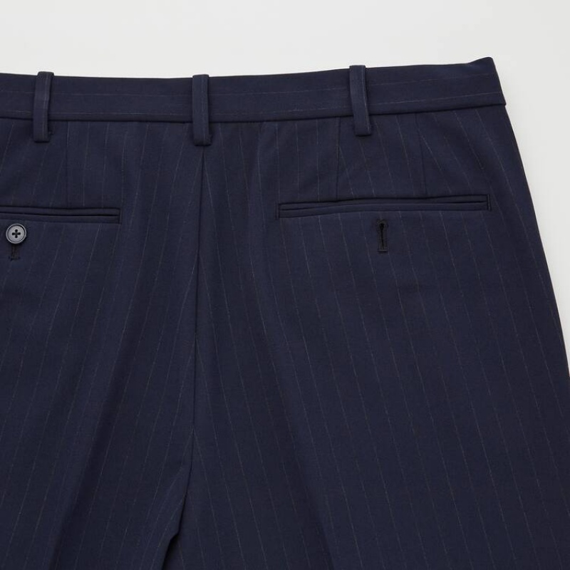 Pantalon Uniqlo Smart Striped Ankle Length Homme Bleu Marine | 7047343