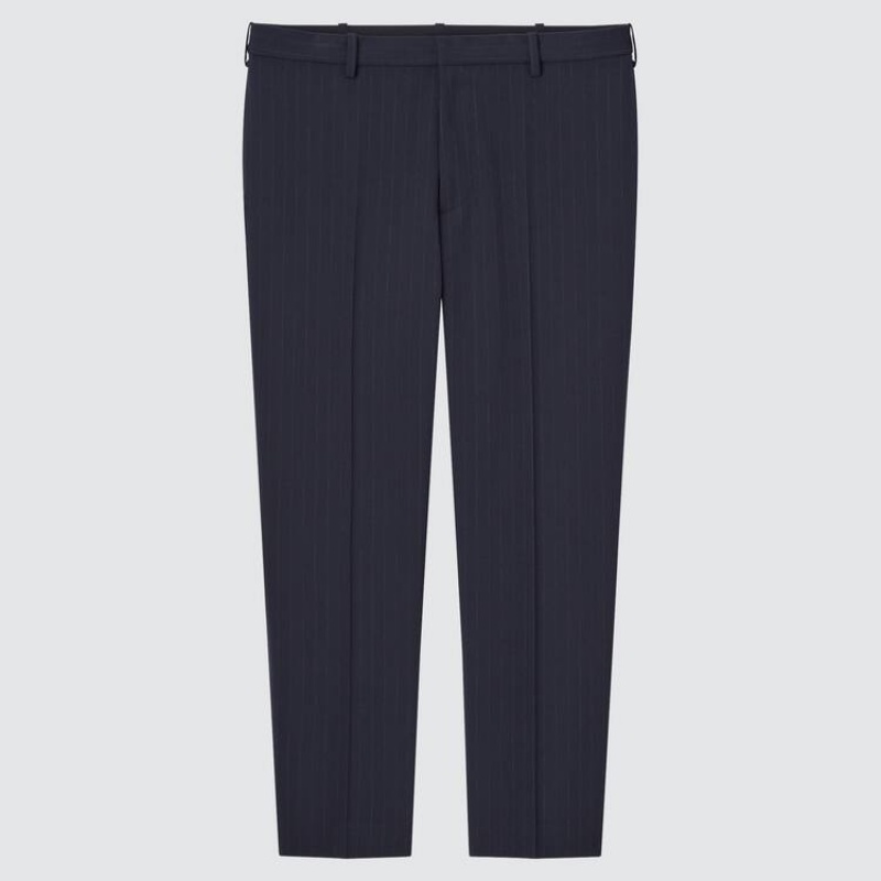 Pantalon Uniqlo Smart Striped Ankle Length Homme Bleu Marine | 7047343